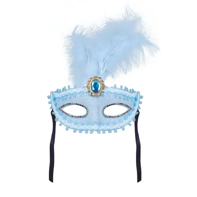 Mask with feathers, blue