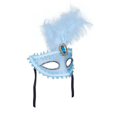 Mask with feathers, blue