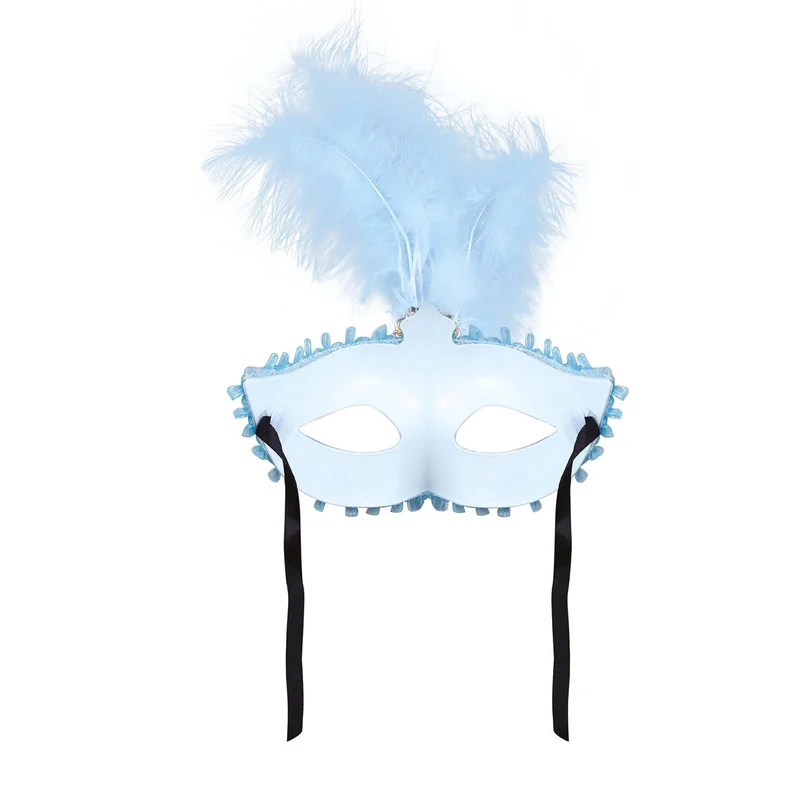 Mask with feathers, blue