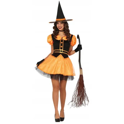 Witch costume, size S, orange