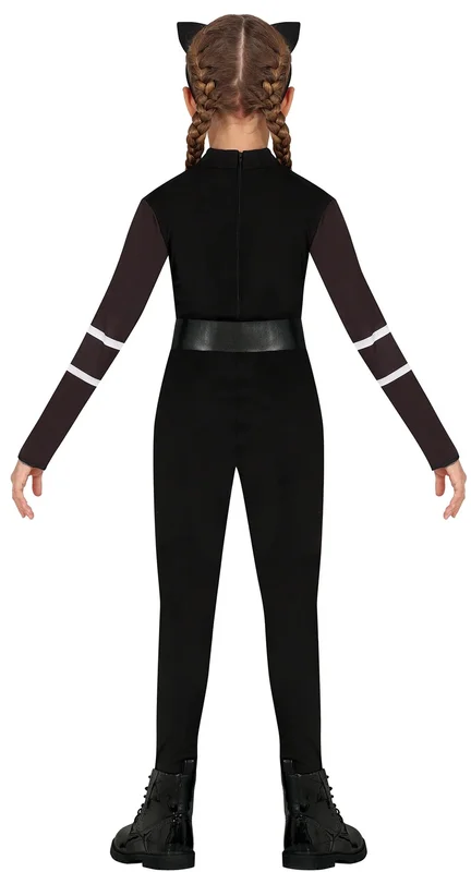 Cat costume, black, for 10–12-year-old children