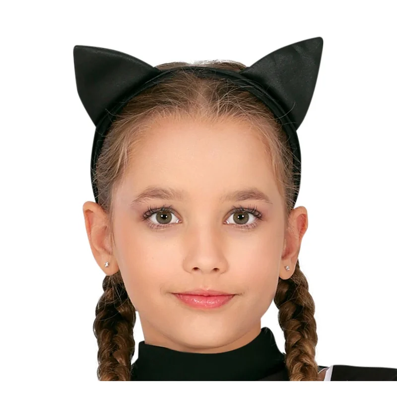 Cat costume, black, for 10–12-year-old children