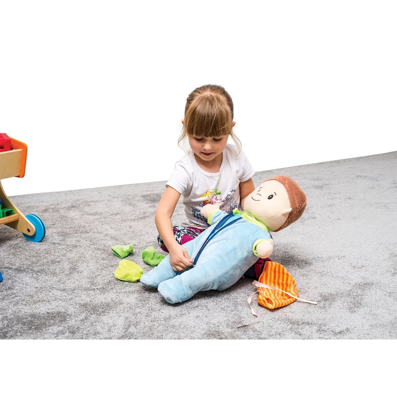 Nowa Szkola Baby doll, manipulative, with clothes, 44 cm