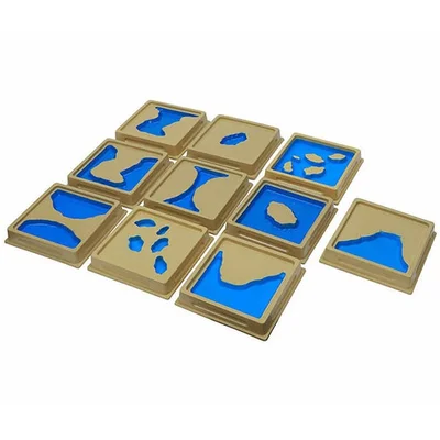 Montessori Landform tiles, relief, 10 pieces