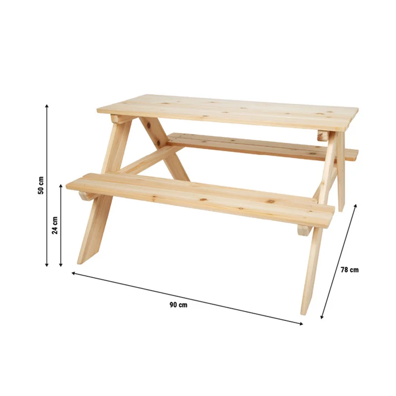 Small Foot Маса за пикник, детска, 90 х 78 х 50 cm