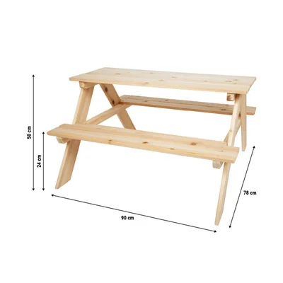 Small Foot Маса за пикник, детска, 90 х 78 х 50 cm