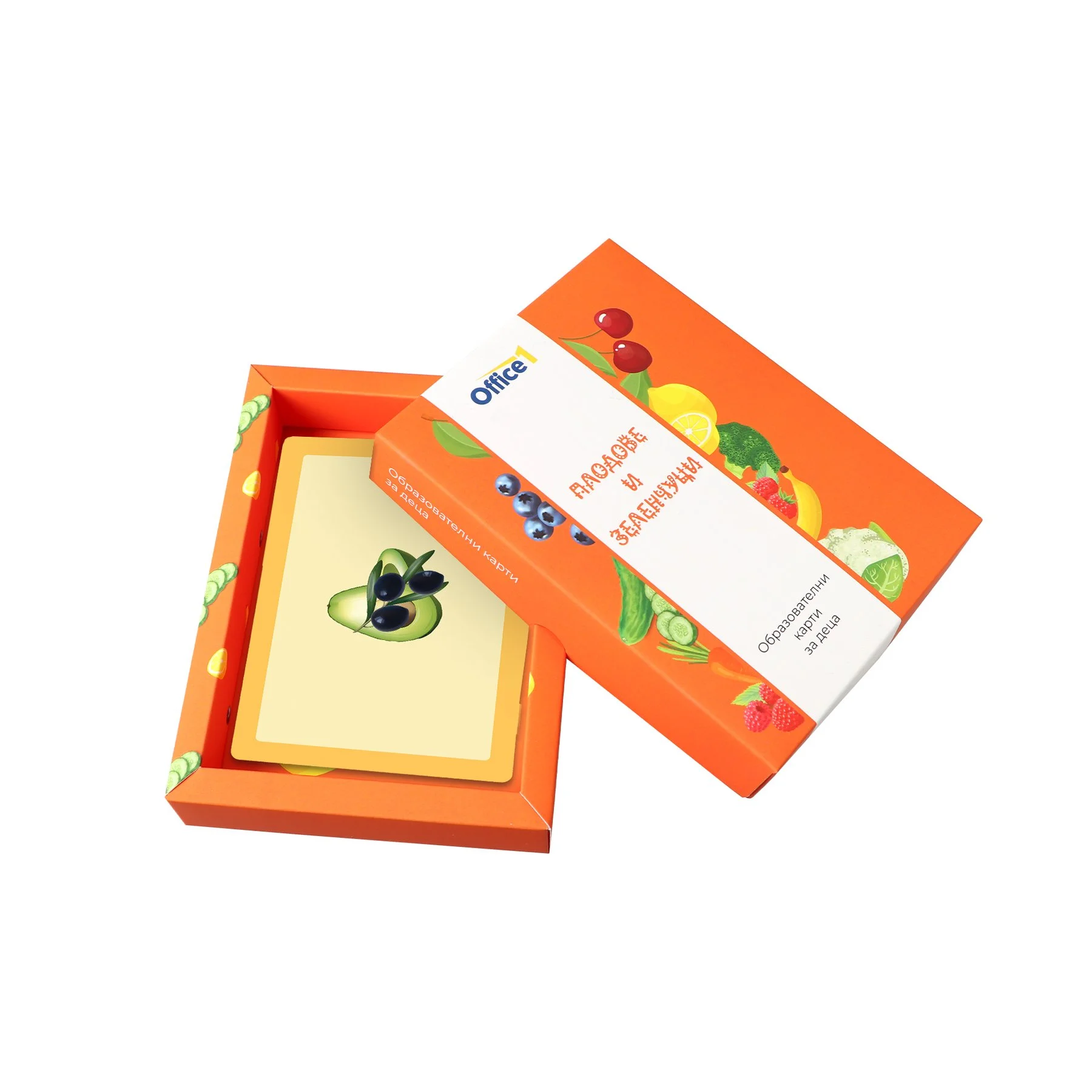Office 1 Educational Flashcards - Fruits and Vegetables, 50 pcs