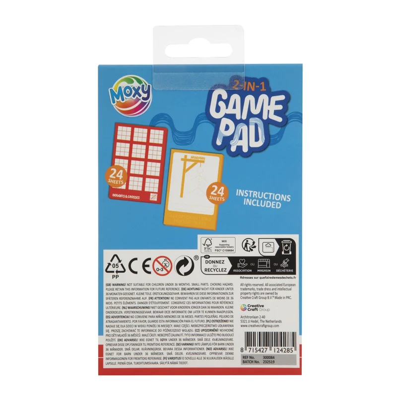 Moxy Game booklet Tic-Tac-Toe & Hangman