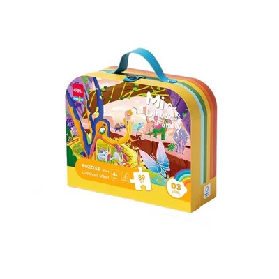 Deli Puzzle - Dinosaur Family Genius, in suitcase, 89 pcs