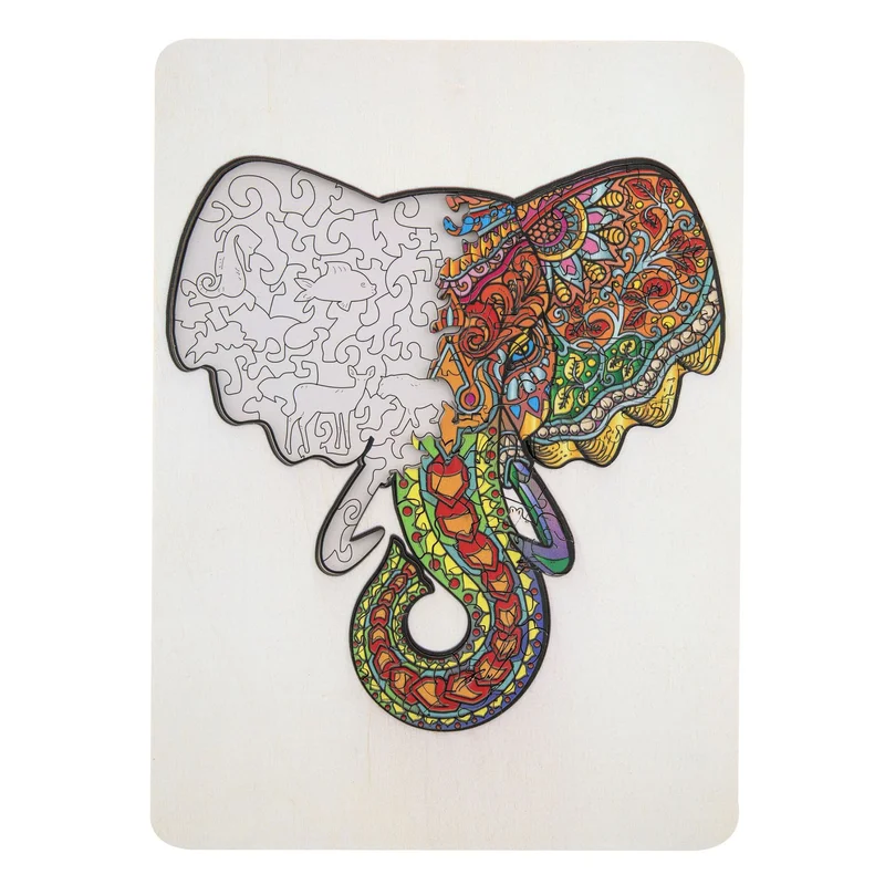 Puzzle Moxy Elephant, unique shapes, wooden, 132 pieces