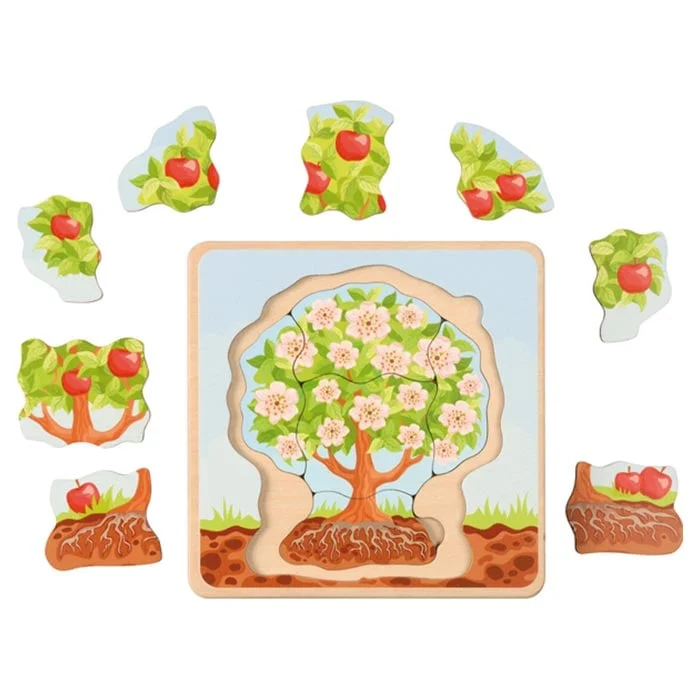 Layer puzzle Eduplay Apple Tree Life Cycle, wooden