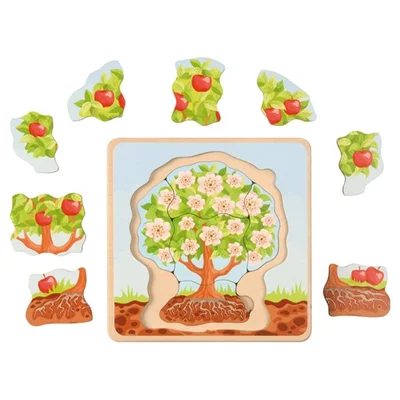 Layer puzzle Eduplay Apple Tree Life Cycle, wooden