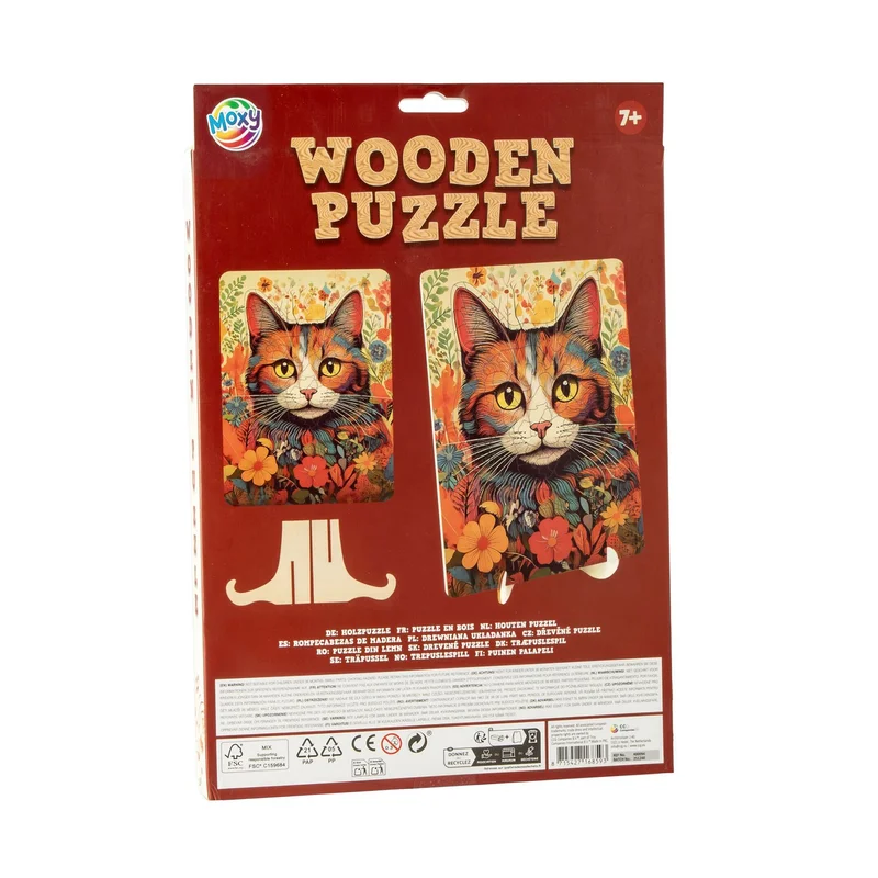 Moxy Пъзел Котка, уникални форми, дървен, 130 части