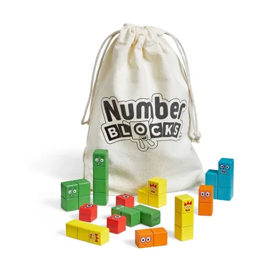 Learning Resources Numberblocks building set, with wooden blocks in a bag