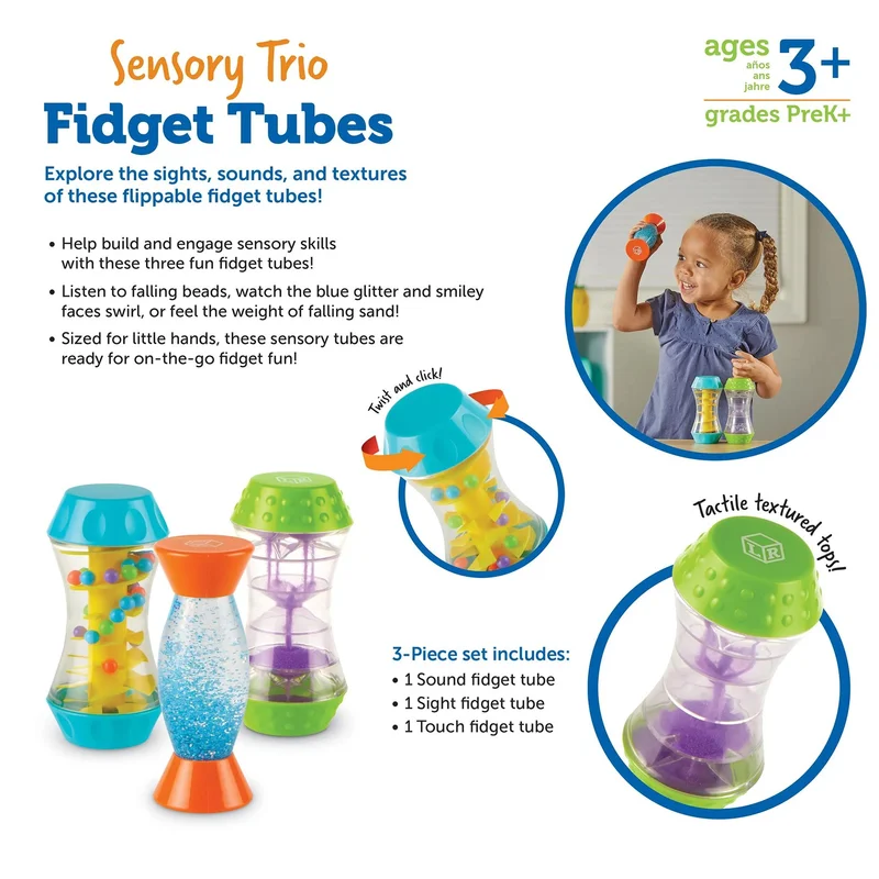 Learning Resources Cylinders, sensory, 3 pieces