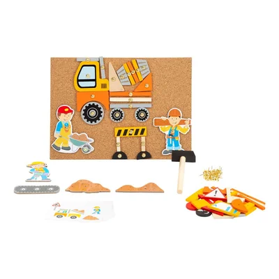 Small Foot Mosaic Construction Site, with hammer, wooden
