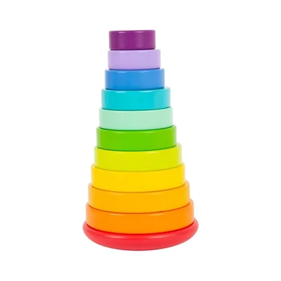 Small Foot Stacking tower Rainbow, wooden shapes