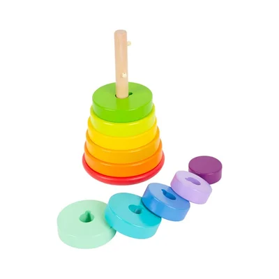 Small Foot Stacking tower Rainbow, wooden shapes