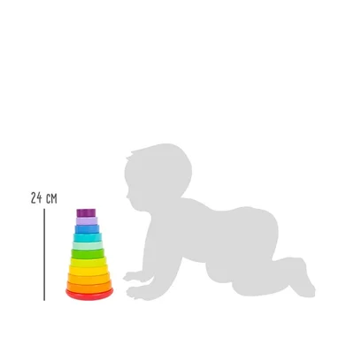 Small Foot Stacking tower Rainbow, wooden shapes