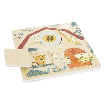Small Foot Activity Board Safari, with Doors and Locks, 22 x 1 x 22 cm