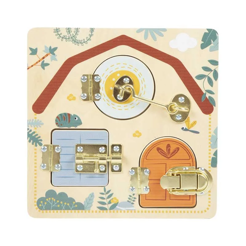 Small Foot Activity Board Safari, with Doors and Locks, 22 x 1 x 22 cm