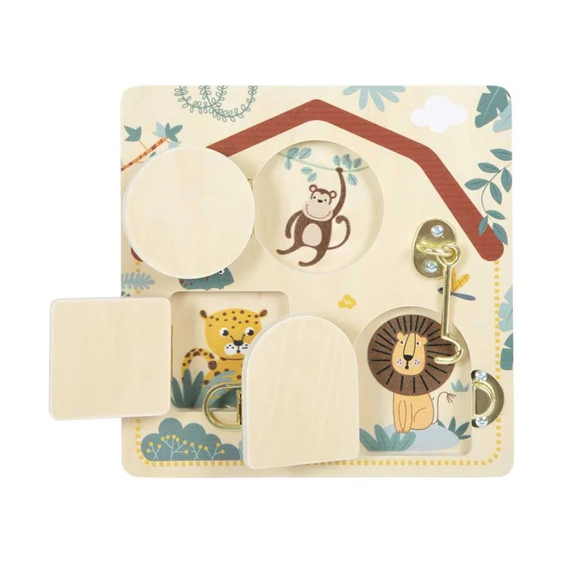 Small Foot Activity Board Safari, with Doors and Locks, 22 x 1 x 22 cm