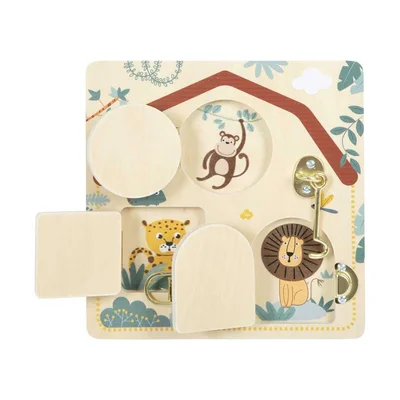 Small Foot Activity Board Safari, with Doors and Locks, 22 x 1 x 22 cm