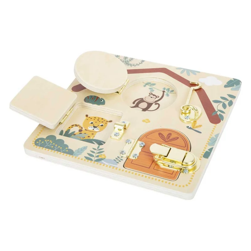 Small Foot Activity Board Safari, with Doors and Locks, 22 x 1 x 22 cm