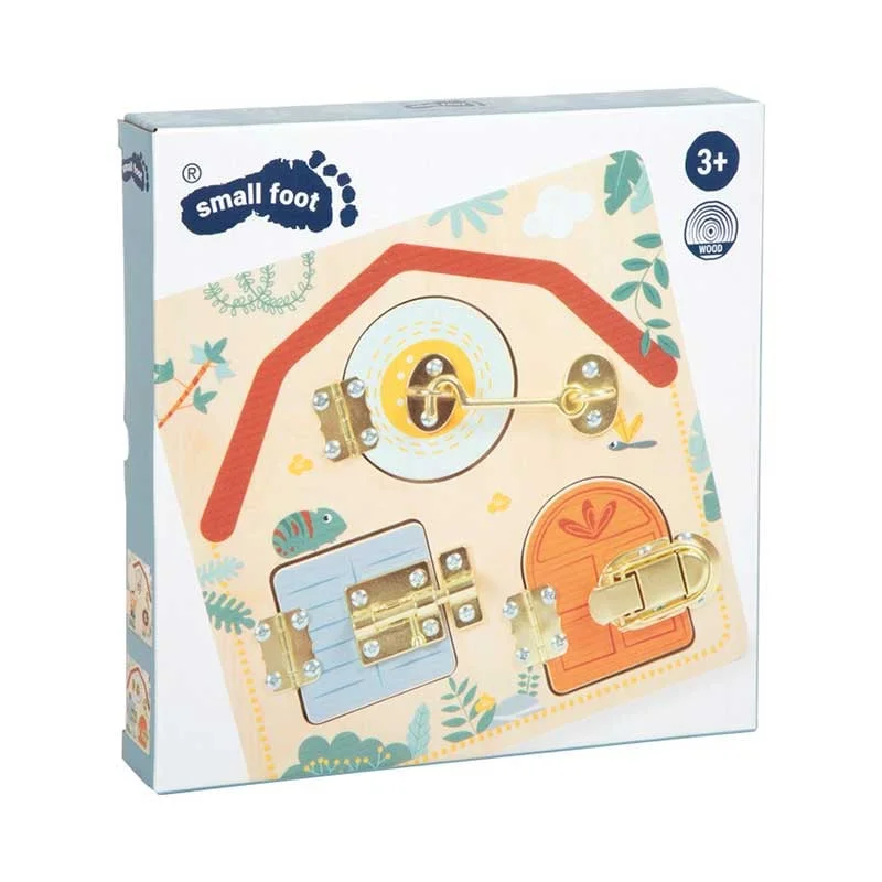 Small Foot Activity Board Safari, with Doors and Locks, 22 x 1 x 22 cm