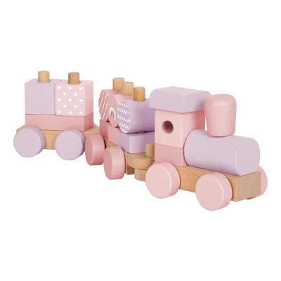 Small Foot Train 2-in-1, wooden, 14 pieces, pastel pink