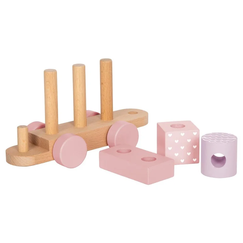 Small Foot Train 2-in-1, wooden, 14 pieces, pastel pink