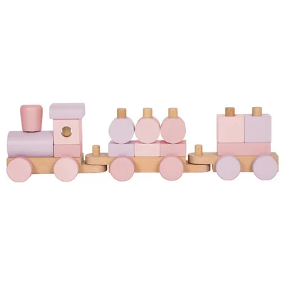 Small Foot Train 2-in-1, wooden, 14 pieces, pastel pink