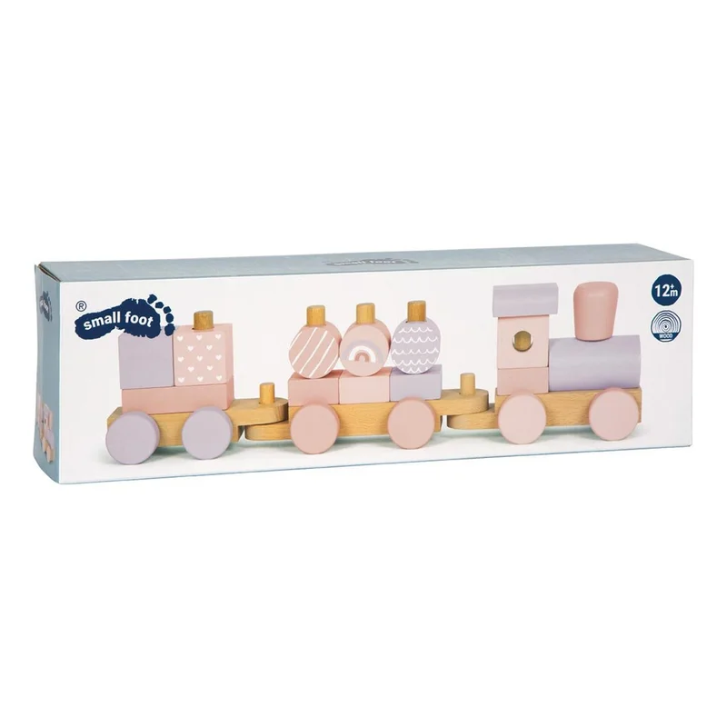 Small Foot Train 2-in-1, wooden, 14 pieces, pastel pink