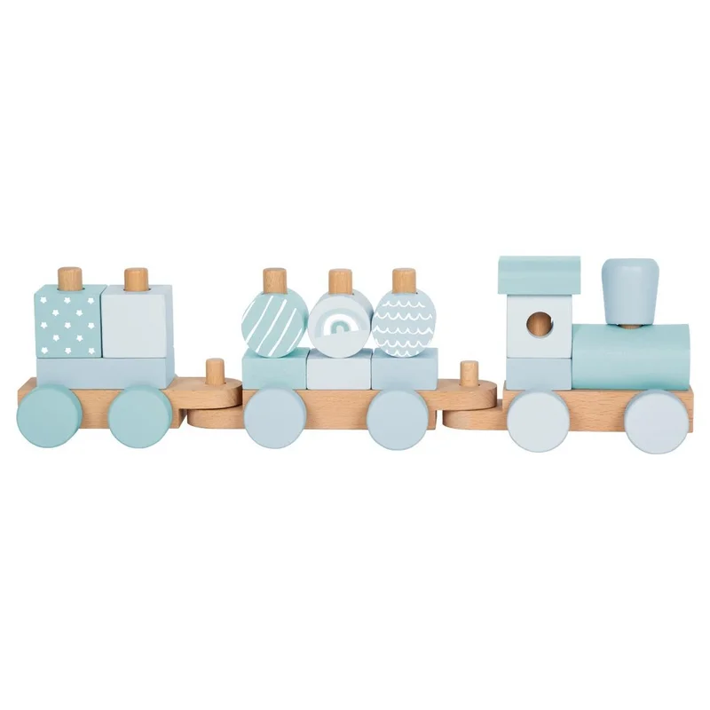 Small Foot Train 2-in-1, wooden, 14 pieces, pastel blue