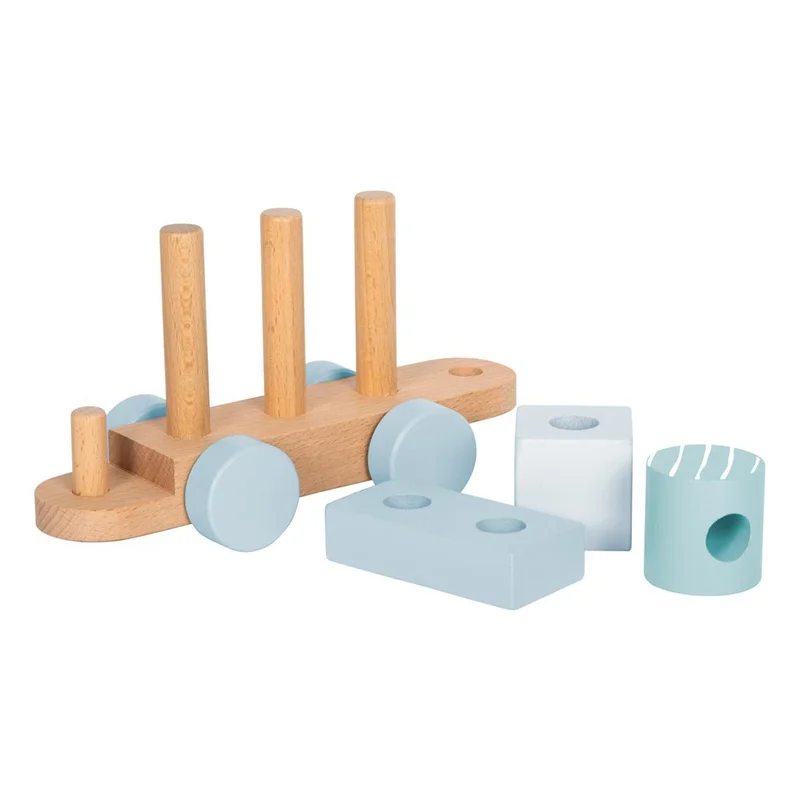 Small Foot Train 2-in-1, wooden, 14 pieces, pastel blue