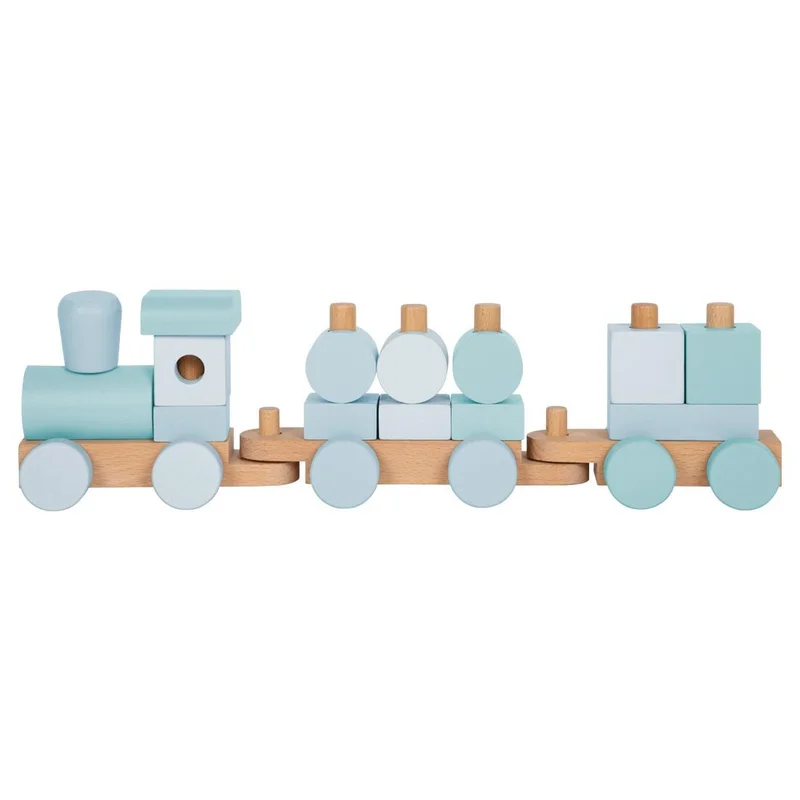 Small Foot Train 2-in-1, wooden, 14 pieces, pastel blue