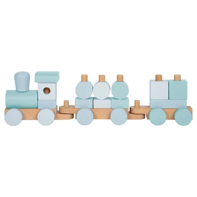 Small Foot Train 2-in-1, wooden, 14 pieces, pastel blue