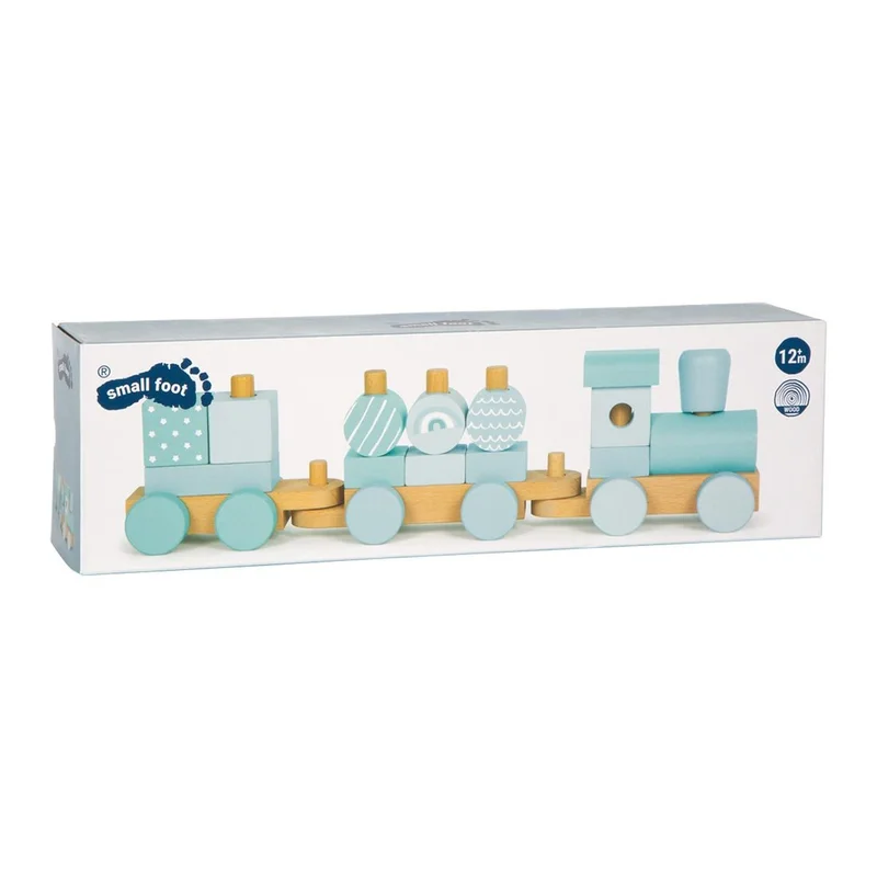 Small Foot Train 2-in-1, wooden, 14 pieces, pastel blue