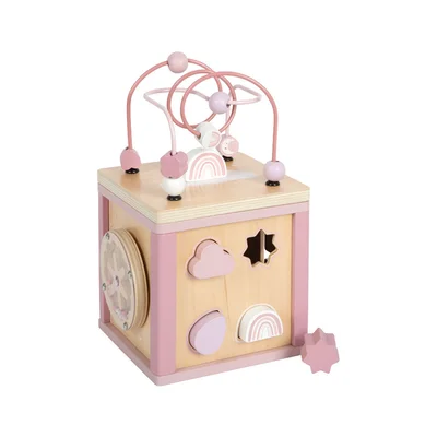 Small Foot Куб, дидактичен, дървен, 15 х 15 х 25 cm, розов