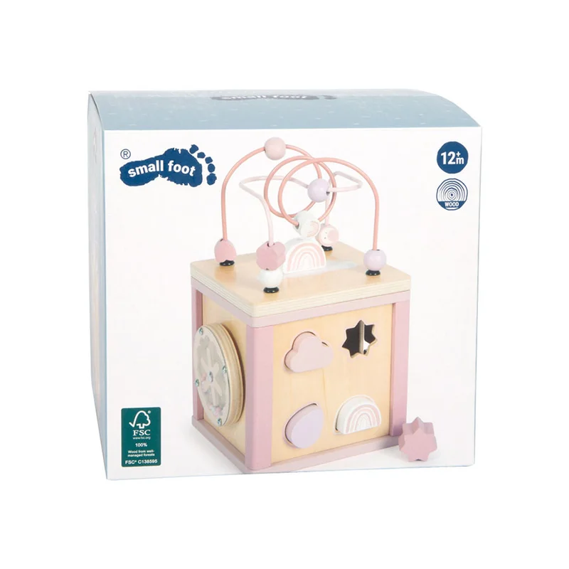 Small Foot Куб, дидактичен, дървен, 15 х 15 х 25 cm, розов
