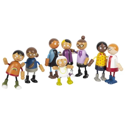 Small Foot Dolls family with baby, wooden, 8 pcs