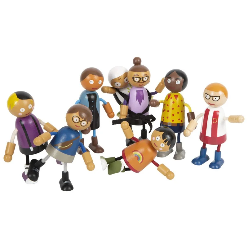Small Foot Dolls family with baby, wooden, 8 pcs