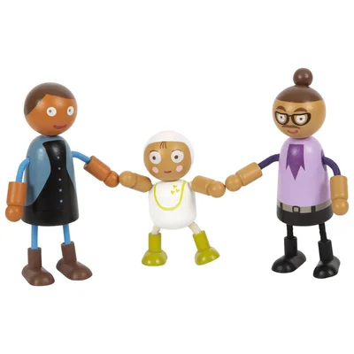Small Foot Dolls family with baby, wooden, 8 pcs