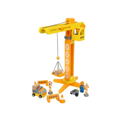 Small Foot Construction Crane with accessories, wooden