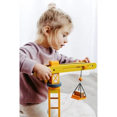 Small Foot Construction Crane with accessories, wooden