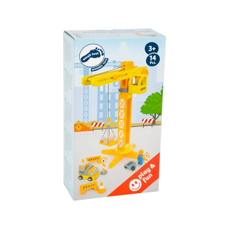 Small Foot Construction Crane with accessories, wooden
