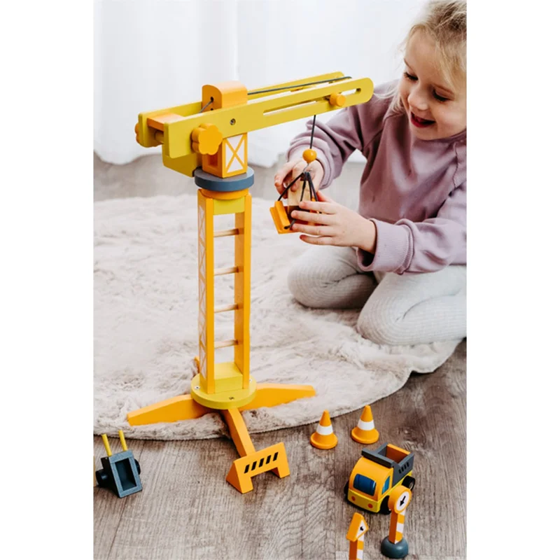 Small Foot Construction Crane with accessories, wooden