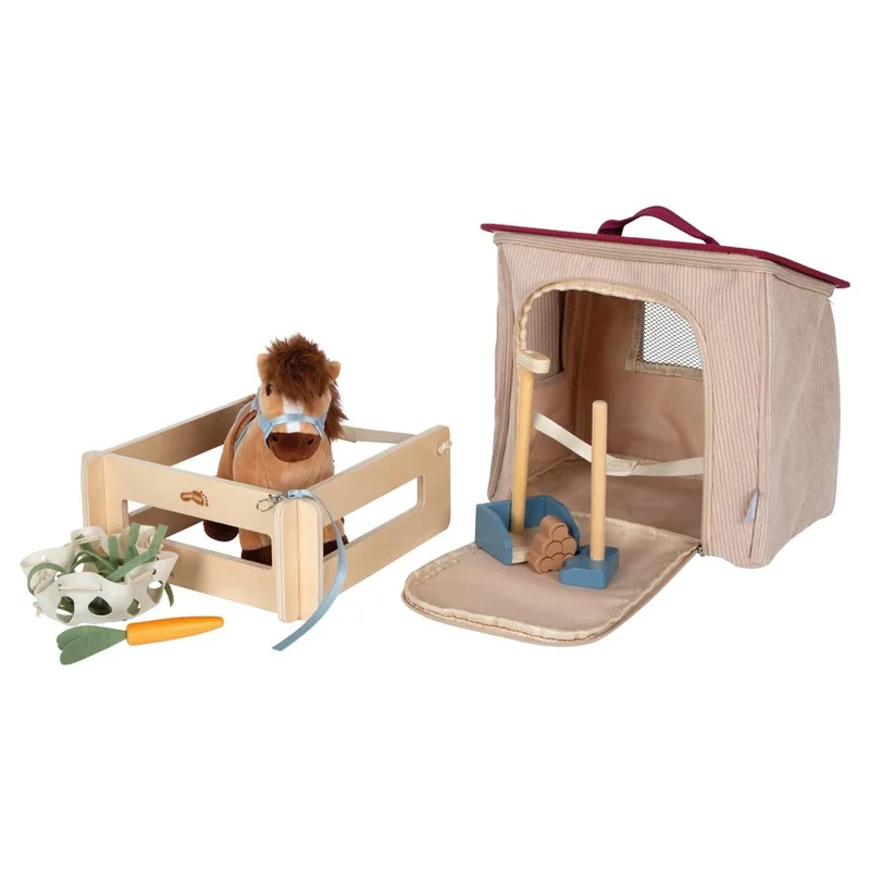 Small Foot Horse with Stable and Accessories Set, in bag
