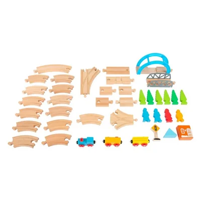 Small Foot Train with rails, wooden, 45 x 60 x 9.5 cm, 40 pieces