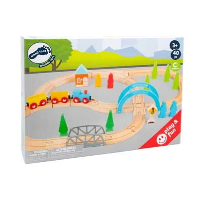 Small Foot Train with rails, wooden, 45 x 60 x 9.5 cm, 40 pieces